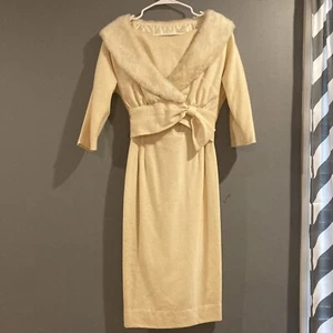 Ladies Cream Vintage Tailored Junior Dress with Faux Fur Jacket - Picture 1 of 12