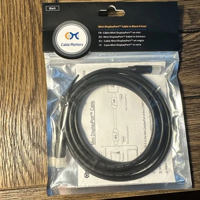 New Cable Matters 6ft Mini DisplayPort Cable in Black  Model 101008 - Image 1 of 4