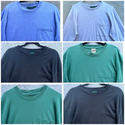 Lot 6-Vtg Scandia Woods Men's Large Long Sleeve Crew Neck Pocket T Shirts - Image 1 of 4