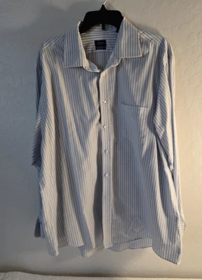 Arrow Shirt Men's XXL Blue Striped Long  Sleeve Button Down Cotton Blend - Image 1 of 4