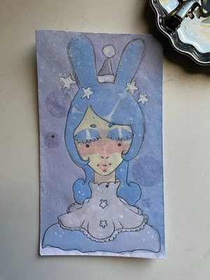 Pastel Goth Bunny Circus Clown Doodle On 3x6 Envelope - Image 1 of 4