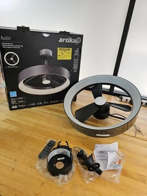 Artika Austin 23" LED Ceiling Fan Light Dimmable Matte Black Fandelier w/ Remote - Image 1 of 4