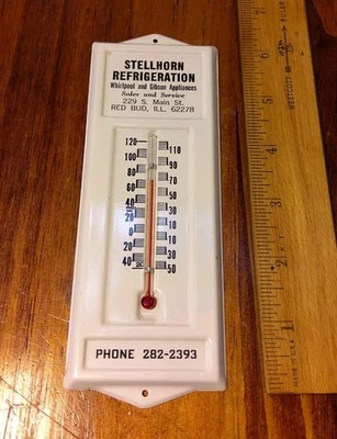 Vintage Metal Thermometer, Stellhorn Refrigeration, Red Bud Illinois, 6.5" - Image 1 of 2