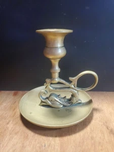 Antiker Dauphin Asiatischer Drache Messing Kammerstab 1870er schöne Patina DW - Bild 1 von 7