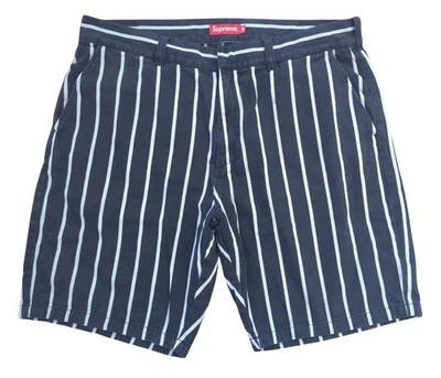 Pantalones Cortos de Trabajo Supreme Pantalones Cortos Negros a Rayas SS21 Para Hombres 36 36x9 -Auténticos- Foto 1 de 4