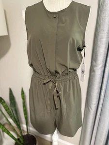New Womens Calvin Klein Sleeveless Shorts Jumpsuit Olive SZ 6 MSRP $129 Travel - Picture 1 of 8