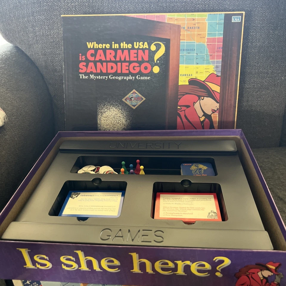 Where In The USA Is Carmen Sandiego Board Game 1993 University Games Complete - Image 1 of 4