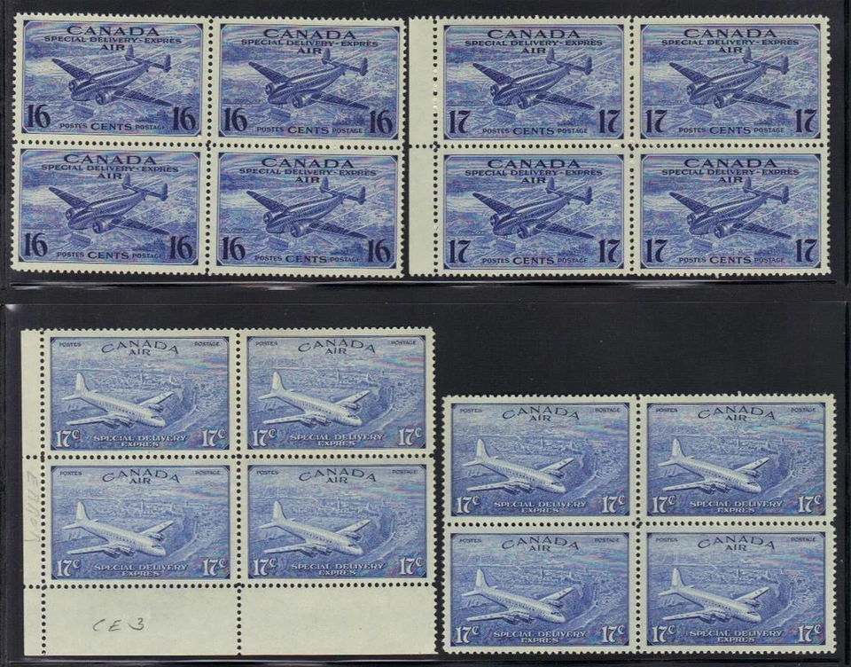 CANADA 1942 AIR MAIL SPECIAL DEIVERY BLOCKS OF 4 CE1-CE4 NEVER HINGED - Image 1 of 1