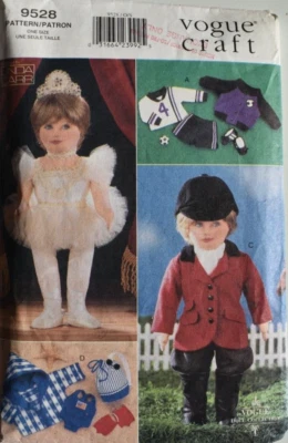 VOGUE PATTERN 9528  18"  ACTIVITY WARDROBE  DOLL CLOTHES  VINTAGE 1996  CUT - Image 1 of 4