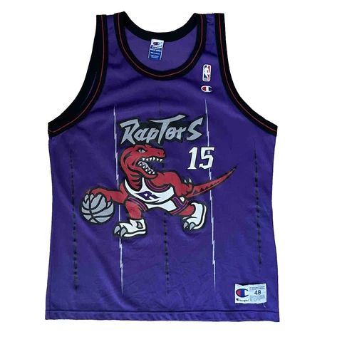 Vintage Vince Carter Toronto Raptors Jersey 48 Purple Champion NBA Basketball Cover