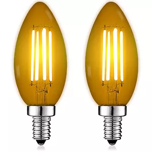 Luxrite E12 LED Filament Yellow Light Bulbs, 4.5W=40W, UL, E12 Base 2 Pack - Picture 1 of 7