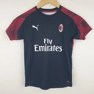AC Milan 2018/19 Third Shirt Kids Age 9-10 Black Short Sleeve Football Top Strip - Picture 1 of 12