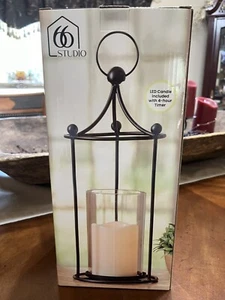 Windlicht mit LED Kerze & 4 Stunden Timer Deko für Urlaub Wohndeko Neu - Bild 1 von 8