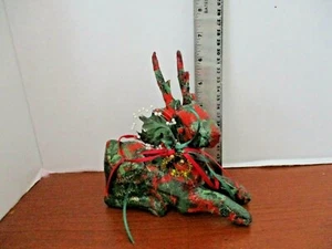 Rot & Grün 6,5" x 6" PAPIERMACHE RENTIER  - Bild 1 von 3