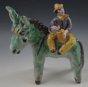 VIETRI DONKEY 1950's POTTERY WITH RIDER ICS DOLKER GAMBONE FIGURINE RARE VTG #43 - Picture 1 of 7