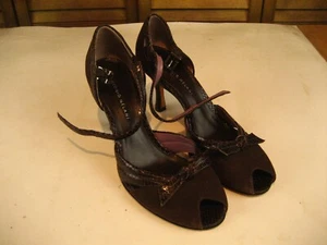Womens Antonio Melani Brown Faux Snakeskin/Suede Opentoe 3" Heels sz 9.5M - Picture 1 of 10