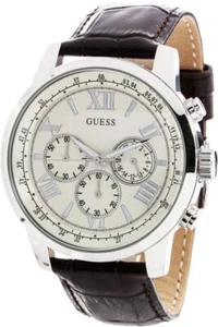 Guess U0380G2 Men's Brown Leather Band Quartz Dressy Chronograph Analog Watch - Picture 1 of 3