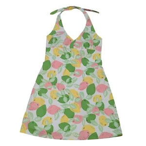 Mini Abito Vintage Lilly Pulitzer Bianco Label Halter 8 Limonata Fiori Arancio - Foto 1 di 5