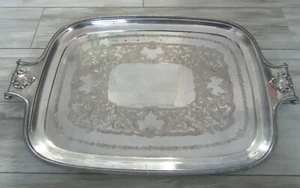 Vintage Friedman Silver Co. Floral Silverplate Tea Serving Tray 21" - Picture 1 of 10