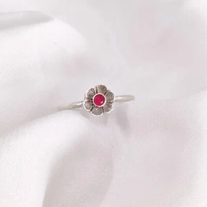 Rubin Edelsteine 925 Sterling Silber Blume Ring Verlobungsschmuck für Damen - Bild 1 von 5
