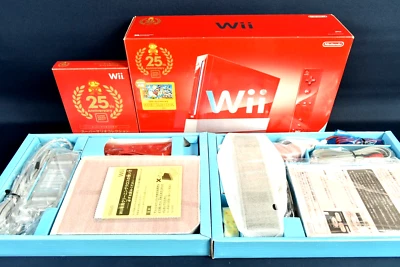Nintendo Wii Super Mario Bros 25th Anniversary Limited Red with Mario Collection - Image 1 of 4