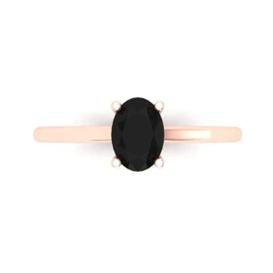 1 cttw Solitaire Natural Onyx Engagement Ring - 14K Solid Gold (Rose Gold) - Picture 1 of 11
