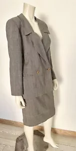 Juego de Traje Falda Vintage GIORGIO ARMANI Blazer Gris Cheques Algodón Talla IT42-M - Imagen 1 de 24