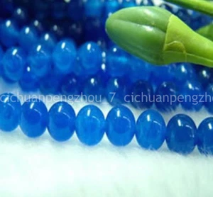 Natural 8mm Sri Lanka Blue Jade Gemstone Round Loose Beads 15'' - Picture 1 of 3