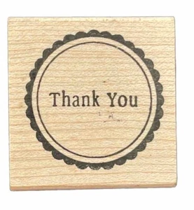 Thank You Circle Word Phrase Stamp Tag Label Card Gratitude Wood Rubber Stamp - Picture 1 of 4