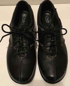 Clarks Leather Bendables Black Lace Up Shoes Women’s Size 8.5 M - Picture 1 of 8