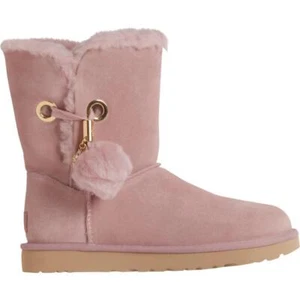 New NIB Ugg Women's Irina Tessie Pom Pom Pink Crystal Embellished Boots 5 LAST - Picture 1 of 8