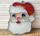 Vintage Stain Glass Sun Catchers Santa &amp; Slay Christmas Ornament 2.5? Vtg.