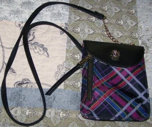 Juicy Couture Plaid Cellie Phone Mini Crossbody Bag Purse Crown Logo Emblem NWOT - Picture 1 of 6