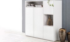 Mobile Credenza alta 4 ante bianco e cemento Finitura lucido e opaco #Back2eBay