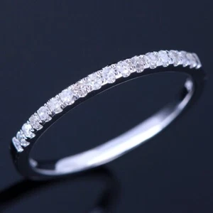 0.40Ct Round Diamond Half Eternity Ring Wedding Band 14k White Gold Over Silver - Picture 1 of 8