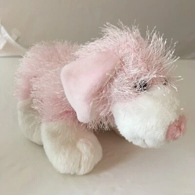 GANZ WEBKINZ PINK & WHITE Spikey Fur DOG PLUSH    # HM228 RETIRED 9" - Image 1 of 4