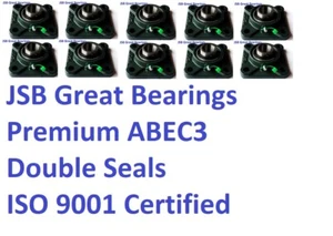 (10) Premium UCF207-22 double seal ABEC3 square flange bearing 1-3/8 bore UCF207 - Picture 1 of 4