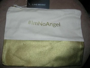 Lane Bryant I'm No Angel Beige & Gold Cosmetic Size Bag, New With Tags - Picture 1 of 2