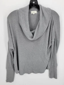 Top Lucky Brand para mujer XS gris tejido acanalado capucha cuello cruzado espalda boho - Imagen 1 de 7