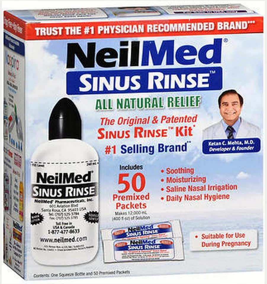 Kit de descarga sinusal NeilMed Pharmaceuticals (50 paquetes con botella exprimidora) -- Foto 1 de 1