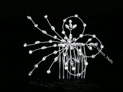 Peine de tiara de cristal con estrás de boda nupcial hecho a mano WP01 Foto 1 de 2