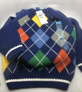 The Children’s Place Boys Sweater Knitted Size 6-9 Months Baby Infant Blue NEW - Picture 1 of 13