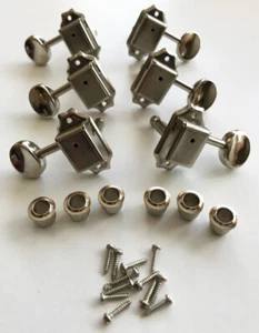 Deluxe 3+3 Vintage Waffle Back Individual Guitar Tuners with Nickel Buttons - Picture 1 of 5