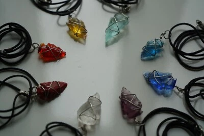 punta freccia ossidiana indiana pendente ciondolo collana talismano protezione - Immagine 1 di 4