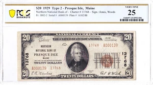 $20 1929 T2 National PRESQUE ISLE Maine ME 🇺🇸 Extremely Rare 🇺🇸 8 on Census! - Picture 1 of 2