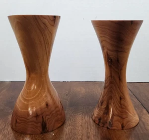 Wood Candlestick Holder Set of 2 - Picture 1 of 5