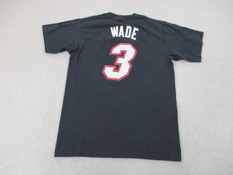 Miami Heat Shirt Adult Medium Black Dwyane Wade Basketball Adidas Mens B32 * Cover