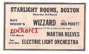 ELO Starlight Boston 31-March 1973 UK TIMELINE Advert - 2x3 inches - Bild 1 von 1