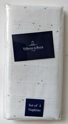 Villeroy & Boch conjunto de 4 guardanapos brancos textura de lantejoulas poliéster 18x18  - Imagem 1 de 4