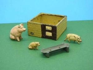 JOHILLCO JOHN HILL & COMPANY RARE 1930s LEAD FARM SITTING PIG PIGLETS & PIGSTY - Picture 1 of 8